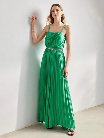 MOTF PREMIUM SOLID PLEATED WIDE LEG SLIP JUMPSUIT