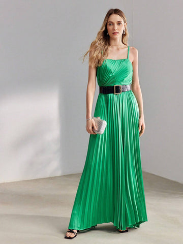 MOTF PREMIUM SOLID PLEATED WIDE LEG SLIP JUMPSUIT