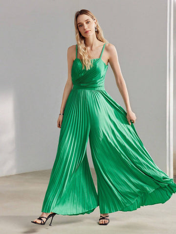 MOTF PREMIUM SOLID PLEATED WIDE LEG SLIP JUMPSUIT