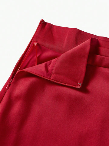 MOTF PREMIUM SOLID RUFFLE TRIM SKIRT