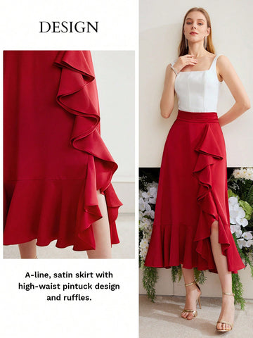 MOTF PREMIUM SOLID RUFFLE TRIM SKIRT