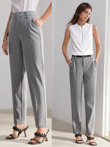 MOTF PREMIUM SOLID SLANT POCKET SEAM FRONT SUIT PANTS