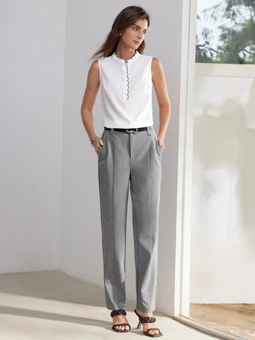 MOTF PREMIUM SOLID SLANT POCKET SEAM FRONT SUIT PANTS