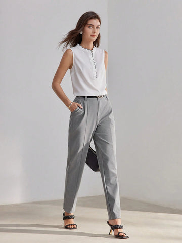 MOTF PREMIUM SOLID SLANT POCKET SEAM FRONT SUIT PANTS