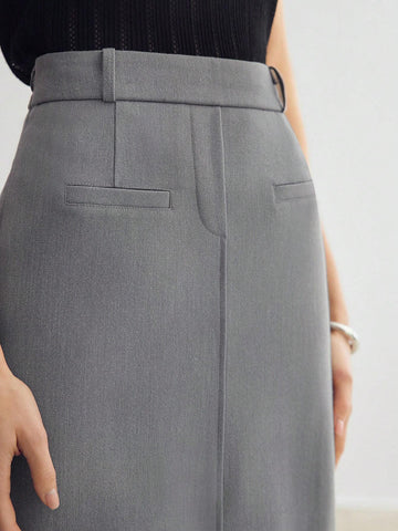 MOTF PREMIUM SOLID SPLIT BACK STRAIGHT SKIRT