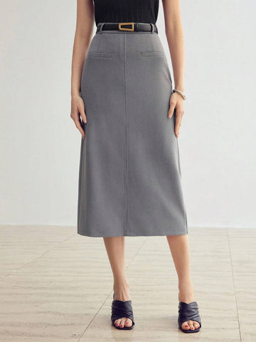 MOTF PREMIUM SOLID SPLIT BACK STRAIGHT SKIRT