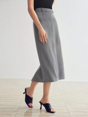 MOTF PREMIUM SOLID SPLIT BACK STRAIGHT SKIRT