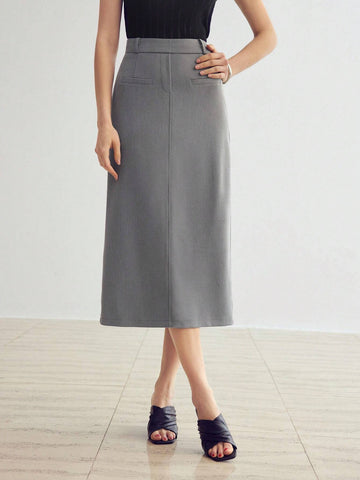 MOTF PREMIUM SOLID SPLIT BACK STRAIGHT SKIRT
