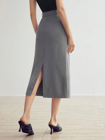 MOTF PREMIUM SOLID SPLIT BACK STRAIGHT SKIRT