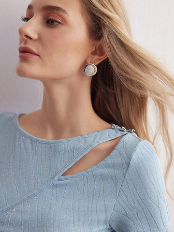 MOTF PREMIUM SOLID TEXTURED CUTOUT RUCHED TEE FOR SUMMER