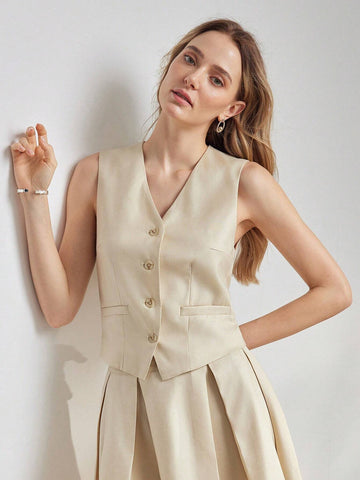 MOTF PREMIUM SOLID ZIPPER SIDE FOLD PLEATED SKIRT