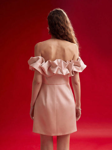 MOTF PREMIUM STEREO FLORAL OFF SHOULDER DRESS,VALENTINE'S DAY OUTFIT