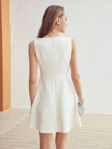 MOTF PREMIUM STEREO FLOWER DETAIL SOLID DRESS