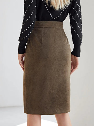 MOTF PREMIUM SUEDETTE FRINGE WRAP SKIRT