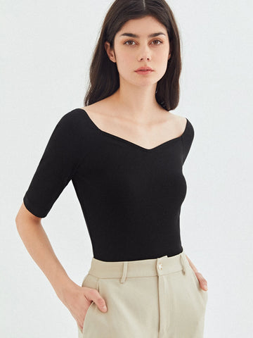 MOTF PREMIUM SWEETHEART NECK T-SHIRT MADE OF LENZING™ ECOVERO™ BRANDED VISCOSE FIBERS