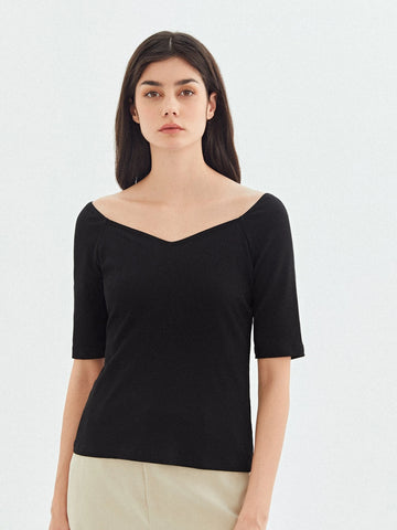 MOTF PREMIUM SWEETHEART NECK T-SHIRT MADE OF LENZING™ ECOVERO™ BRANDED VISCOSE FIBERS