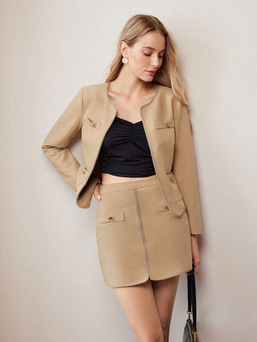 MOTF PREMIUM TAPE AND GOLD BUTTON DETAIL SKIRT