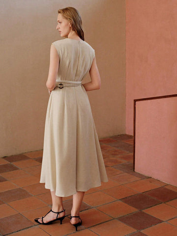 MOTF PREMIUM TEXTURED CAP SLEEVE DRESS