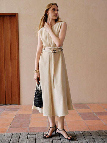 MOTF PREMIUM TEXTURED CAP SLEEVE DRESS