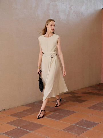 MOTF PREMIUM TEXTURED CAP SLEEVE DRESS
