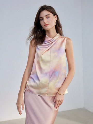 MOTF PREMIUM TIE DYE COWL NECK SLEEVELESS BLOUSE