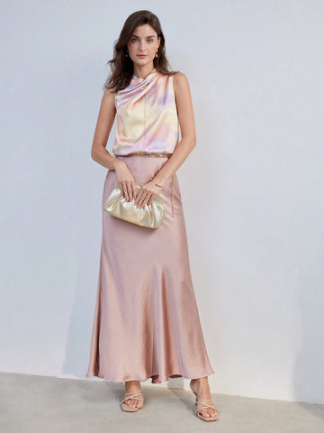 MOTF PREMIUM TIE DYE COWL NECK SLEEVELESS BLOUSE