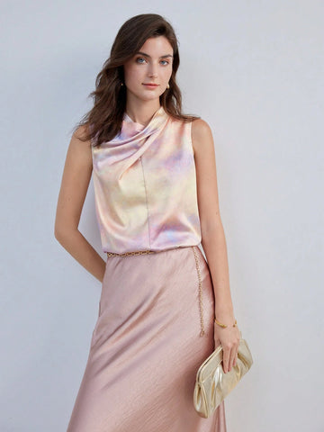 MOTF PREMIUM TIE DYE COWL NECK SLEEVELESS BLOUSE