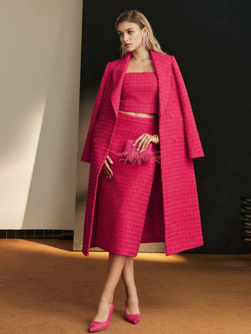 MOTF PREMIUM TWEED ELASTIC WAIST PENCIL SKIRT Success