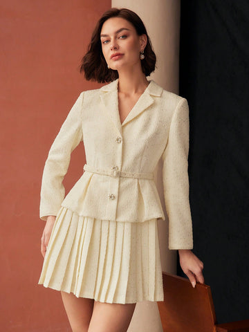 MOTF PREMIUM TWEED PLEATED DRESS