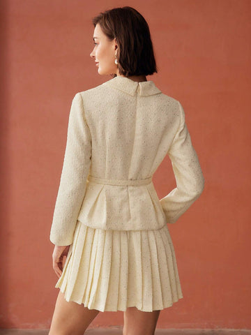 MOTF PREMIUM TWEED PLEATED DRESS