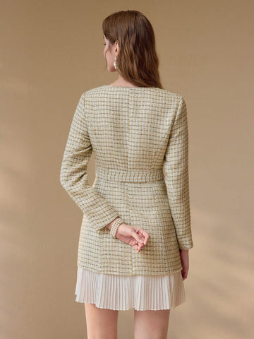 MOTF PREMIUM TWEED PLEATED HEM DRESS