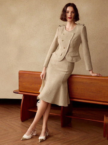 MOTF PREMIUM TWEED SOLID MERMAID SKIRT