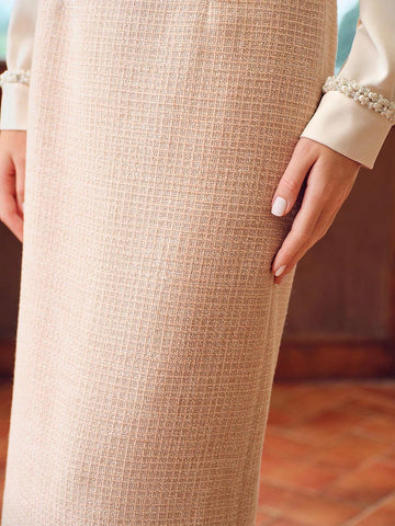 MOTF PREMIUM TWEED SPLIT BACK STRAIGHT SKIRT