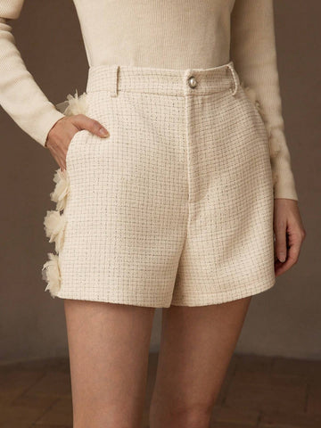 MOTF PREMIUM TWEED ZIPPER FLY SLANT POCKET SHORTS