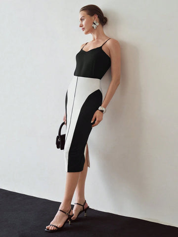 MOTF PREMIUM TWO TONE CONTRAST PIPING PENCIL SKIRT
