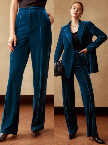 MOTF PREMIUM VELVET FRONT SEAM SUIT PANTS