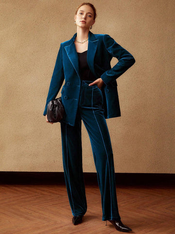 MOTF PREMIUM VELVET FRONT SEAM SUIT PANTS