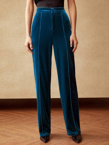 MOTF PREMIUM VELVET FRONT SEAM SUIT PANTS