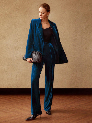 MOTF PREMIUM VELVET FRONT SEAM SUIT PANTS