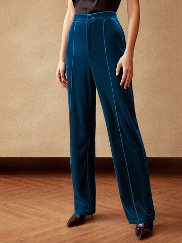 MOTF PREMIUM VELVET FRONT SEAM SUIT PANTS
