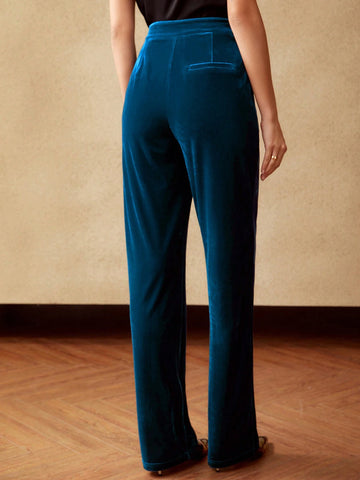 MOTF PREMIUM VELVET FRONT SEAM SUIT PANTS