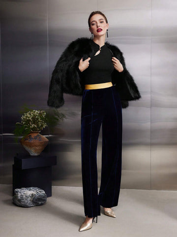 MOTF PREMIUM VISCOSE-BLEND CHEONGSAM STYLE TOP