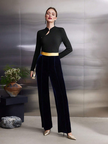 MOTF PREMIUM VISCOSE-BLEND CHEONGSAM STYLE TOP