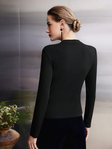 MOTF PREMIUM VISCOSE-BLEND CHEONGSAM STYLE TOP