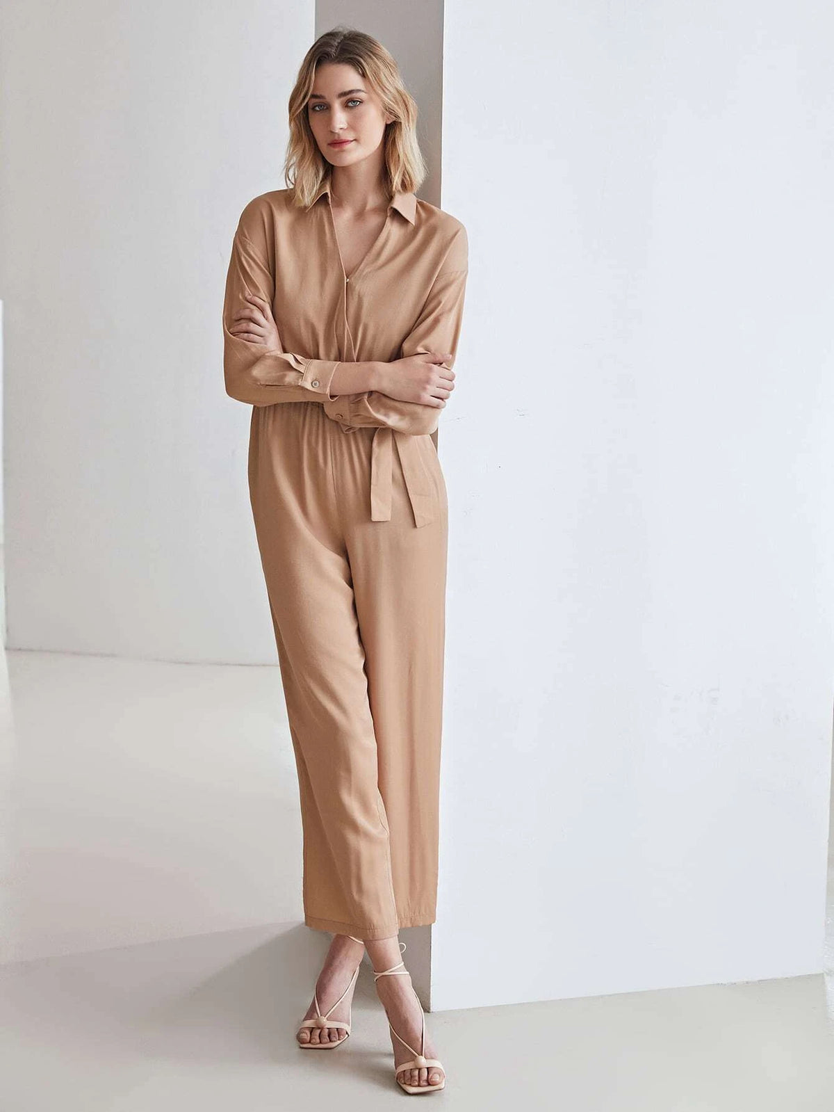 MOTF PREMIUM VISCOSE GATHERED WRAP JUMPSUIT