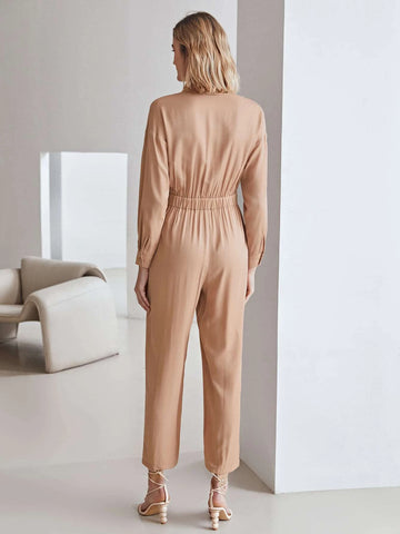 MOTF PREMIUM VISCOSE GATHERED WRAP JUMPSUIT