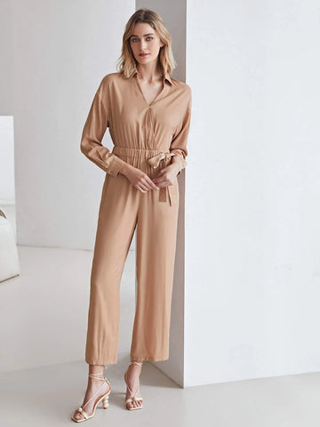 MOTF PREMIUM VISCOSE GATHERED WRAP JUMPSUIT