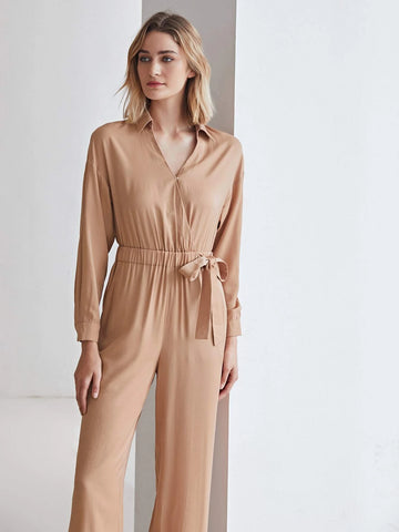 MOTF PREMIUM VISCOSE GATHERED WRAP JUMPSUIT