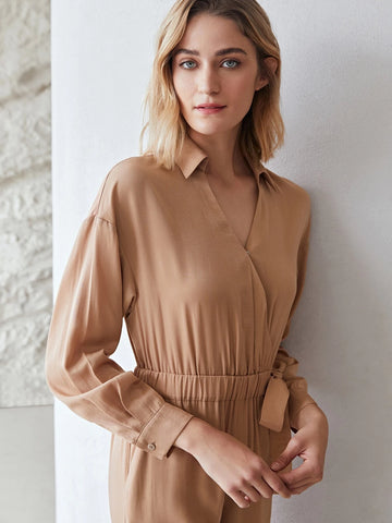 MOTF PREMIUM VISCOSE GATHERED WRAP JUMPSUIT