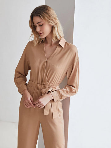 MOTF PREMIUM VISCOSE GATHERED WRAP JUMPSUIT